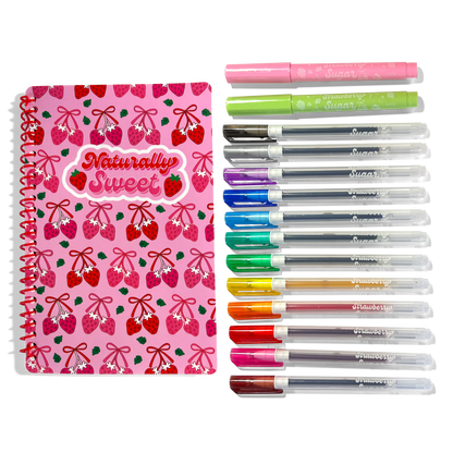 Strawberry Sugar: Scented Gel Pen & Highlighter Writing Kit