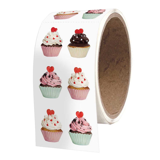 Valentine's Cupcakes 2x4 Sticker Sheet