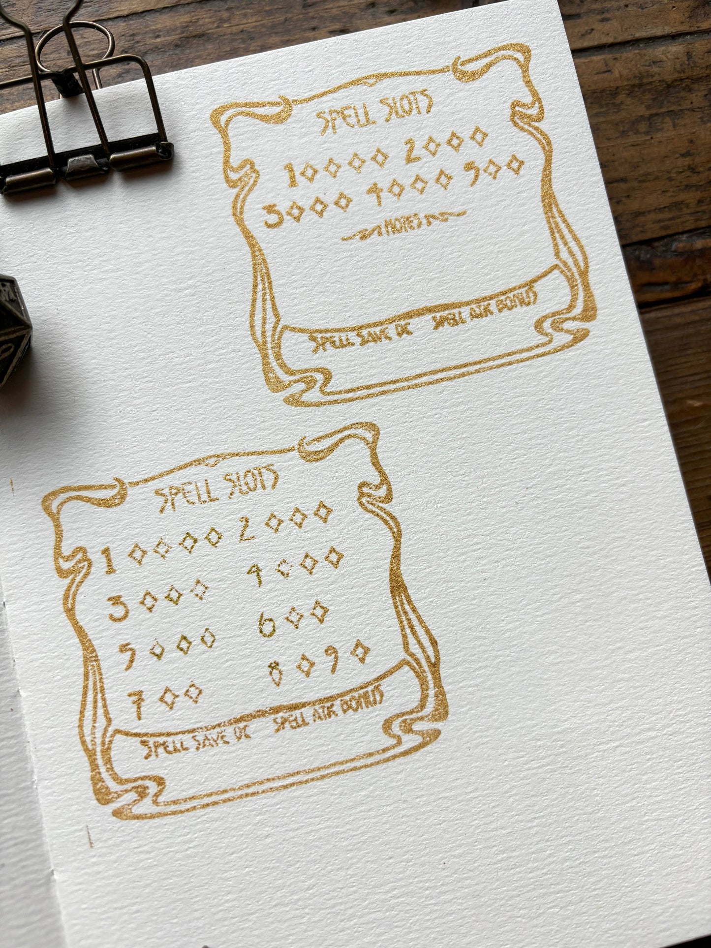 Spell slot rubber stamp for DnD