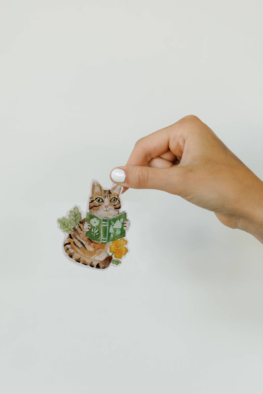Reading Cat Sticker