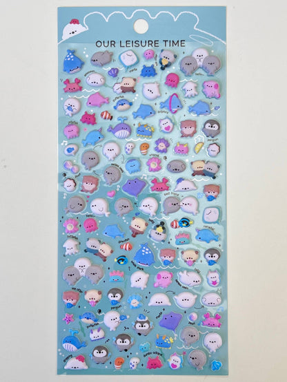 Tiny Animal Food Court Puffy Assorted Stickers