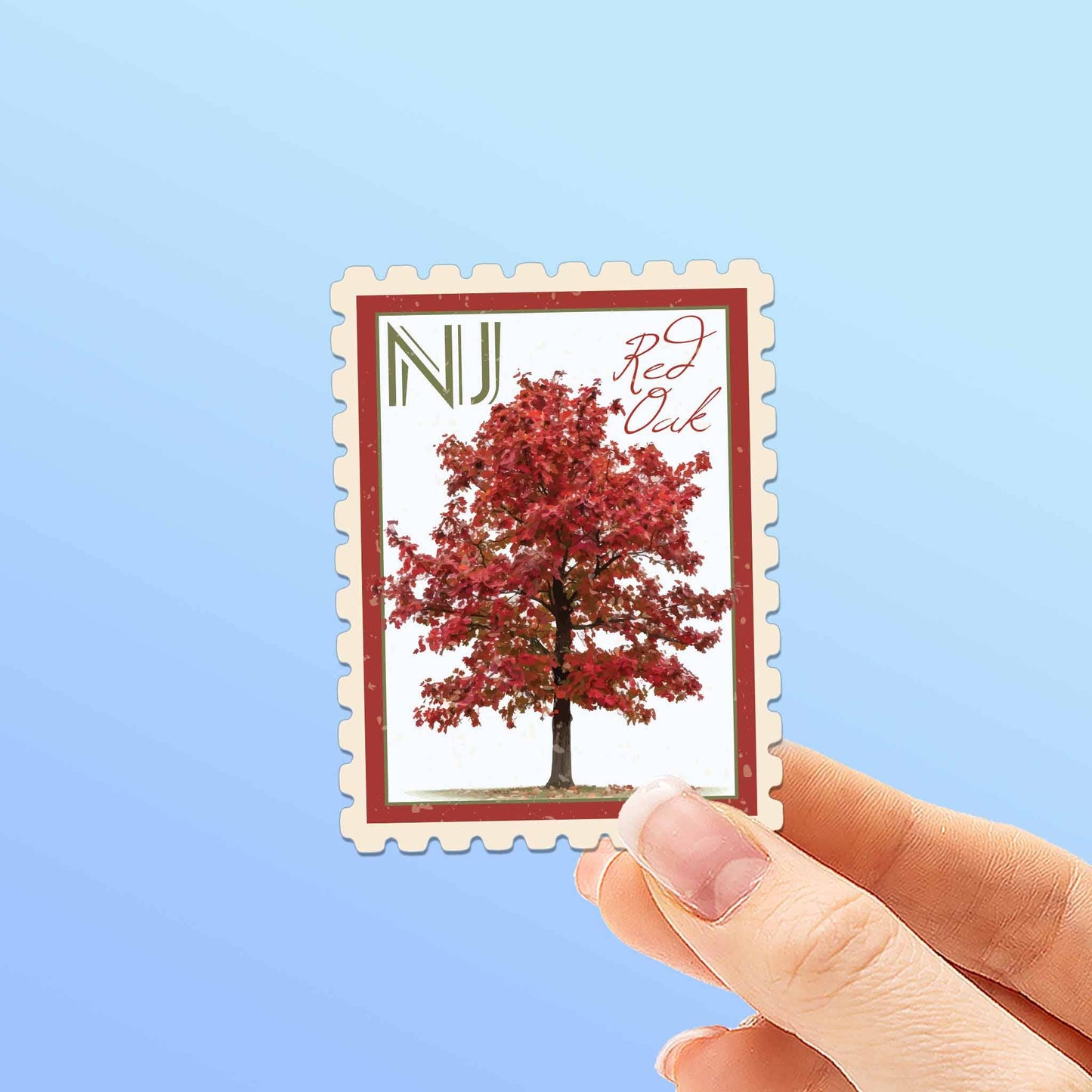 New Jersey State Tree Red Oak Sticker - NJ Stamp Decal