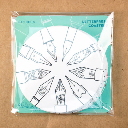 The Nibologist Letterpress Coaster Set (Set of 8)