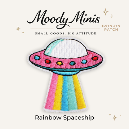 Rainbow Spaceship Embroidered Patch