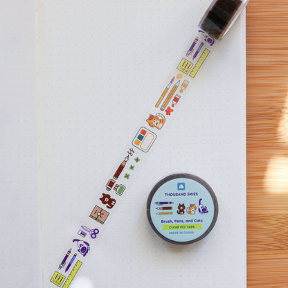PET Tape (Transparent) Brush, Pens, and Cats