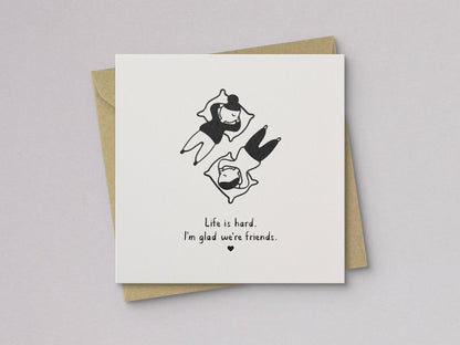 I'm Glad We're Friends Friendship Card - Letterpress Printed