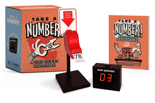 Number ticket dispenser set with red slider, black base, and digital "Now Serving" display