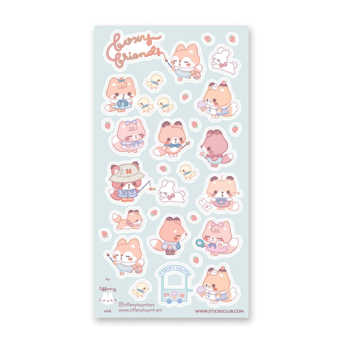 Sparkly Foxy Friends Sticker Sheet