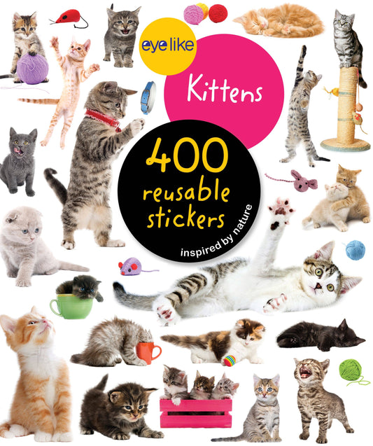 Eyelike reusable kitten sticker sheet with assorted cat poses and accessories