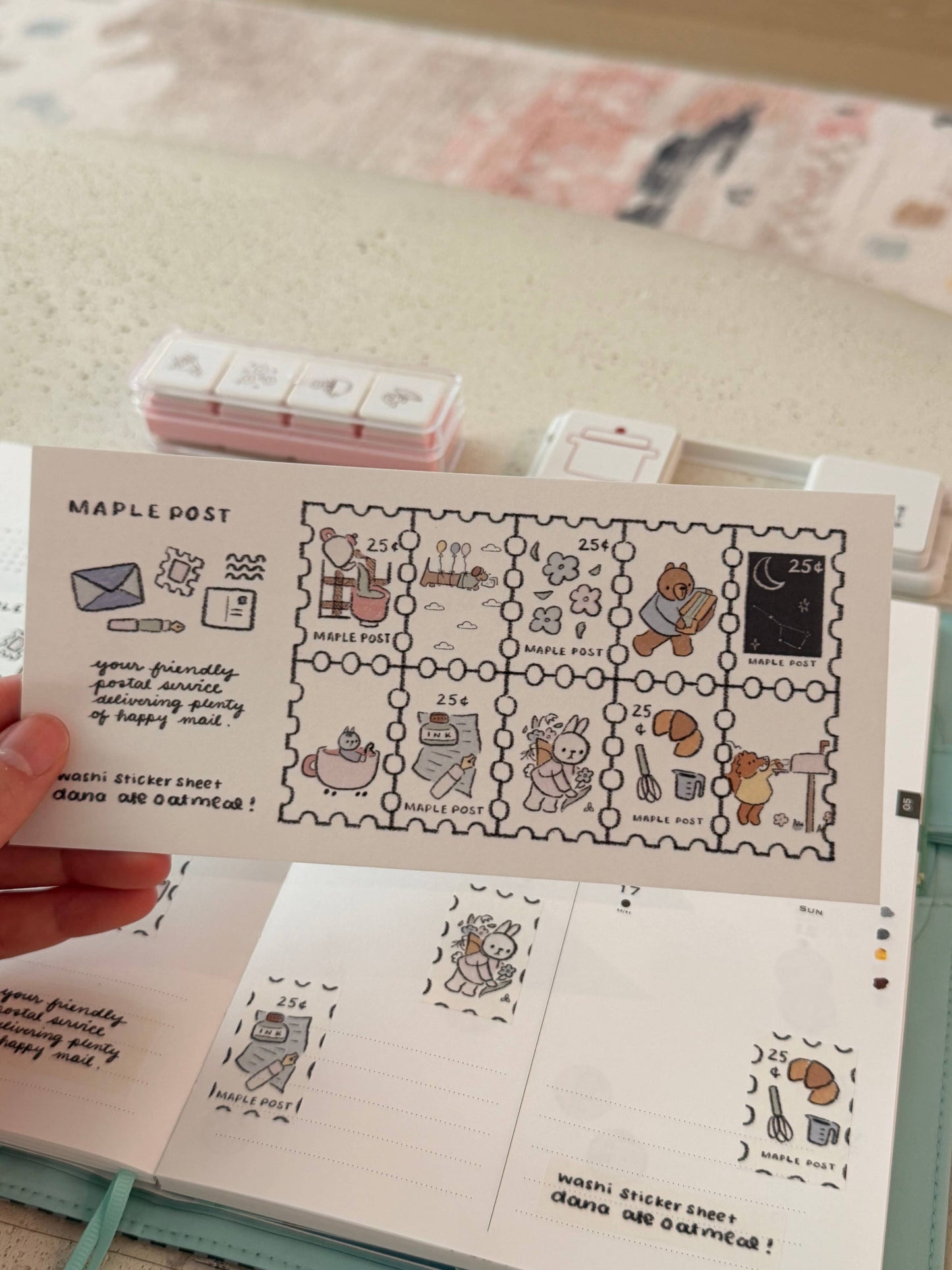Maple post washi sticker sheet