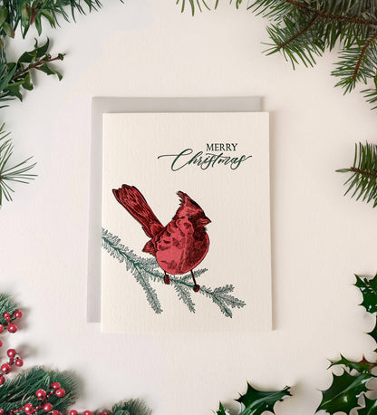 Merry Christmas Holiday Letterpress Greeting Card