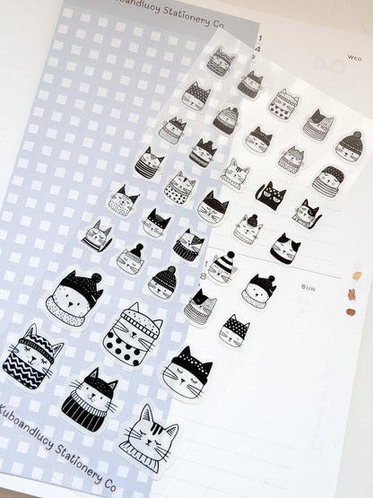 Kuboandlucy Stationery Co | Winter Cats Sticker Sheet