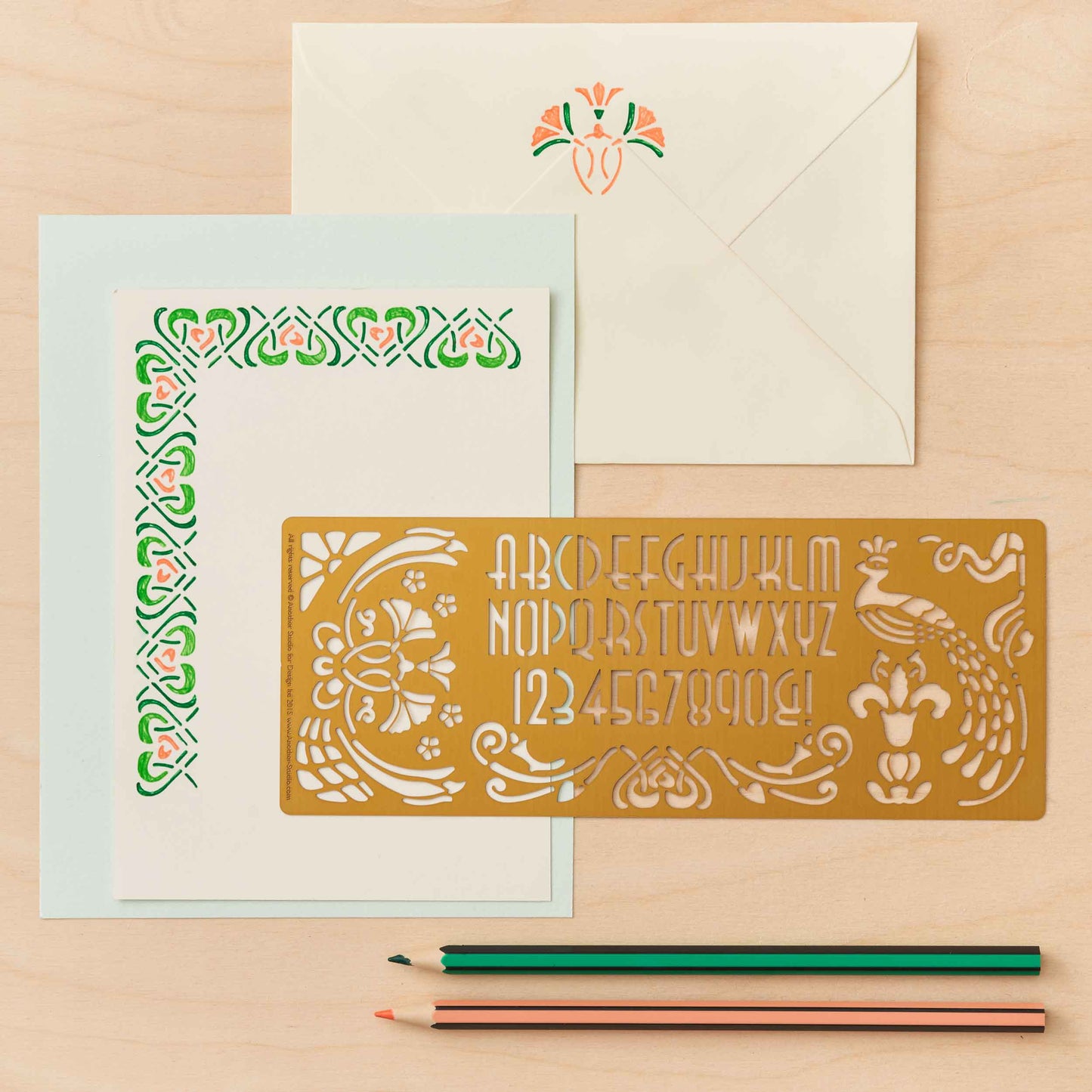 Art Nouveau Design Stencil, Creative Journaling