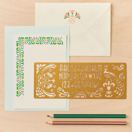 Art Nouveau Design Stencil, Creative Journaling