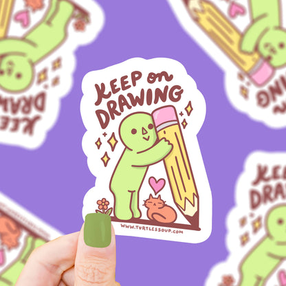 Keep On Drawing Artist Art Illustration Vinyl Sticker