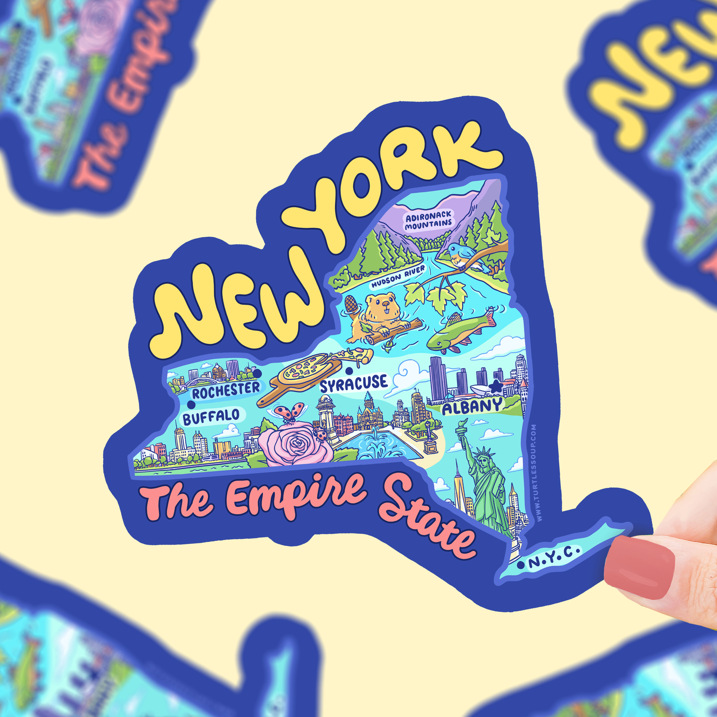 New York Map Art Empire State Car Decal Vinyl Sticker