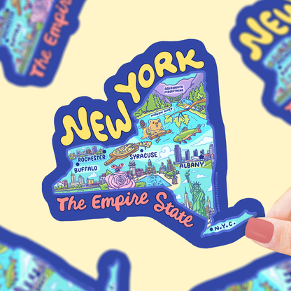 New York Map Art Empire State Car Decal Vinyl Sticker