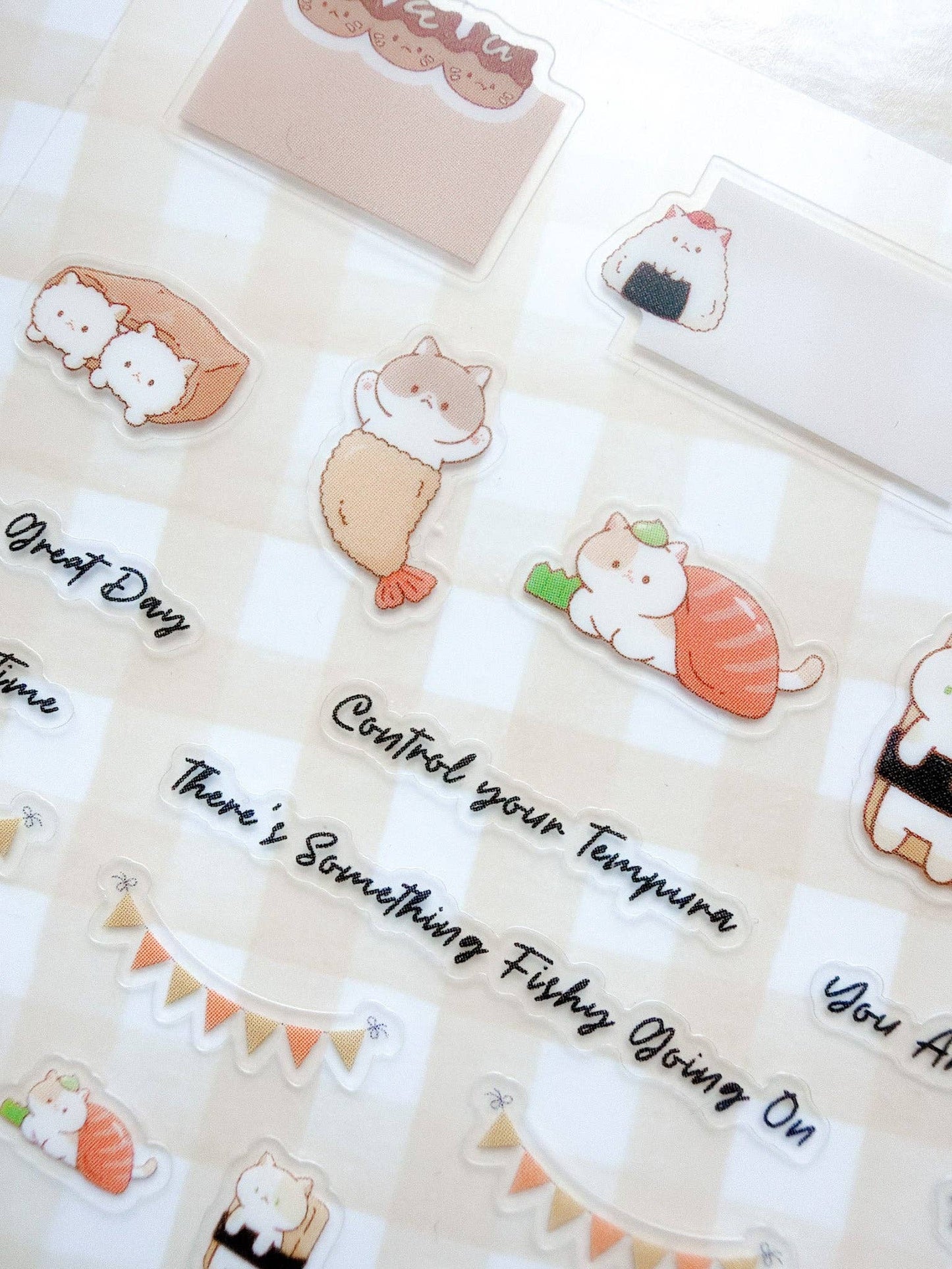 Kuboandlucy Stationery Co | Sushi Cat Clear Sticker Sheet