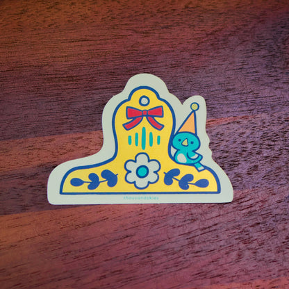 Vinyl Sticker (Holographic) Blue Bird Brass Clip