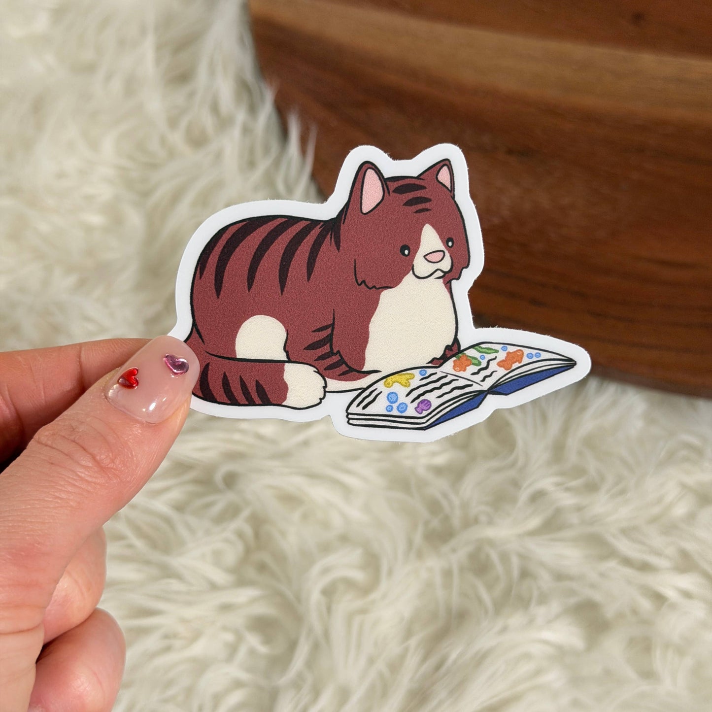 Cat Reading Book Sticker