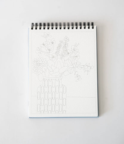 Floral Watercoloring Book - Outlines with Video Tutorials