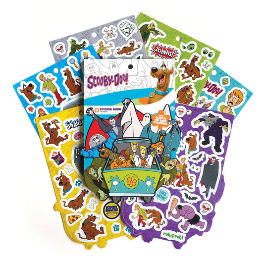 Sticker book with assorted character sticker sheets and Scooby-Doo van cover art