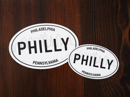 Philadelphia Skyline Philly White Oval Bumper Sticker