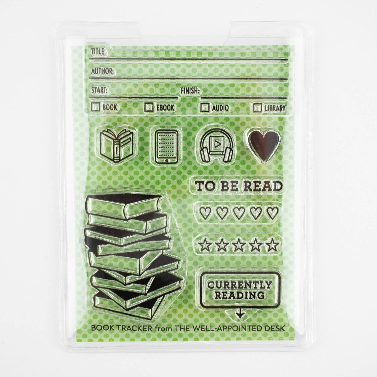 Book Tracker 3"x4" Clear Stamp (Audiobook, Ebook, TBR)