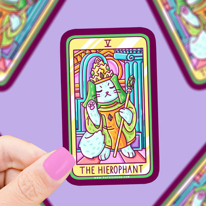 The Hierophant Cat Major Arcana Tarot Card Vinyl Sticker