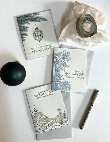 Turtle Dove Love Letterpress Greeting Card