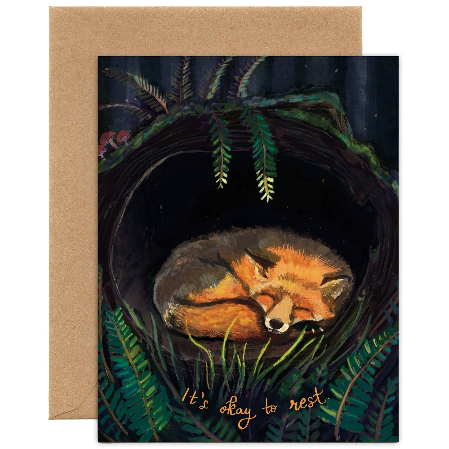It's Okay to Rest Fox Card — Get Well, Encouragement Card