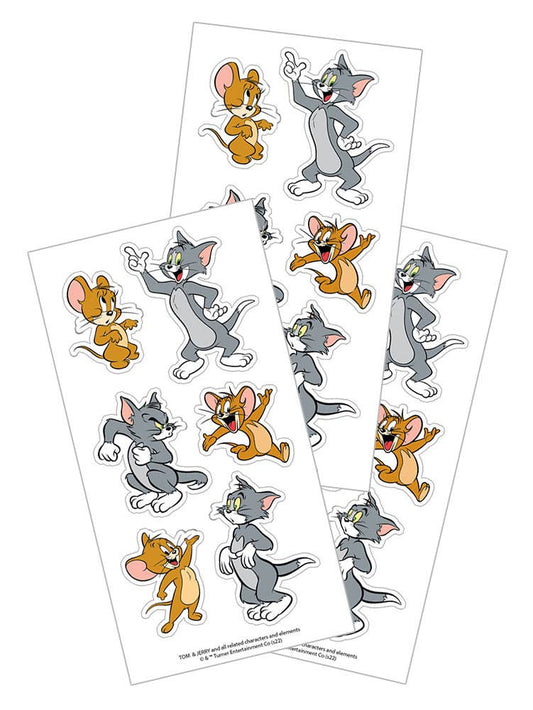 Tom & Jerry cartoon character sticker sheets with Tom, Jerry and friends in poses