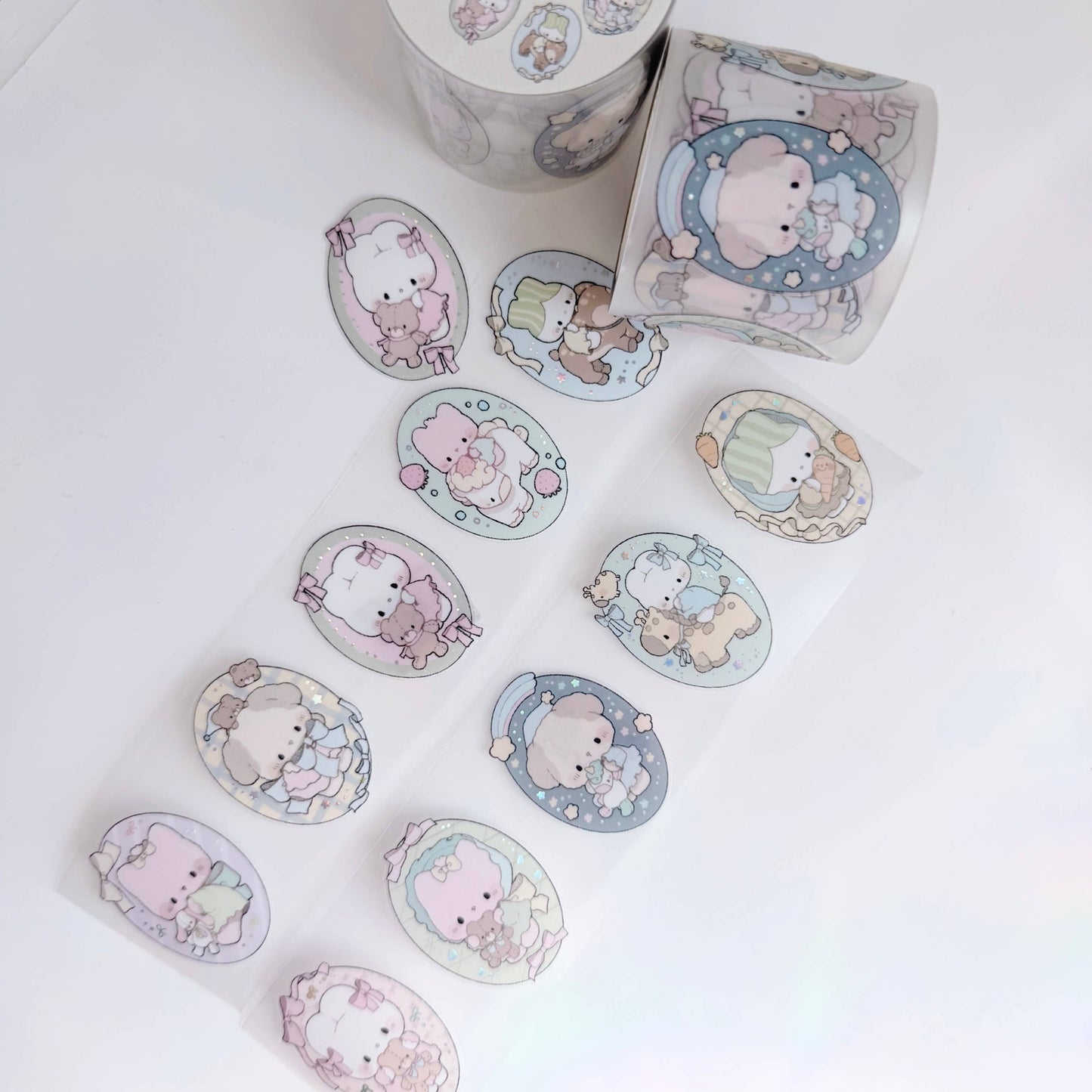 Oval Character and Buddy Portrait PET Sticker Roll