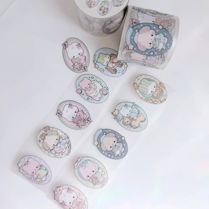 Oval Character and Buddy Portrait PET Sticker Roll