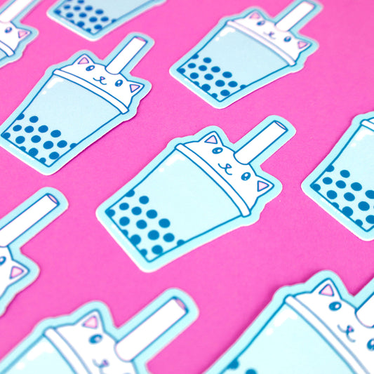 Boba Cat Tapioca Drink Cute Kitty Vinyl Sticker