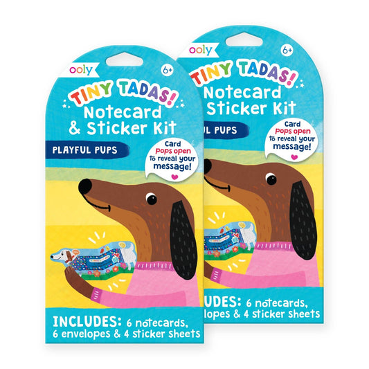 Tiny Tadas! Note Cards & Sticker Set (Playful Pup)