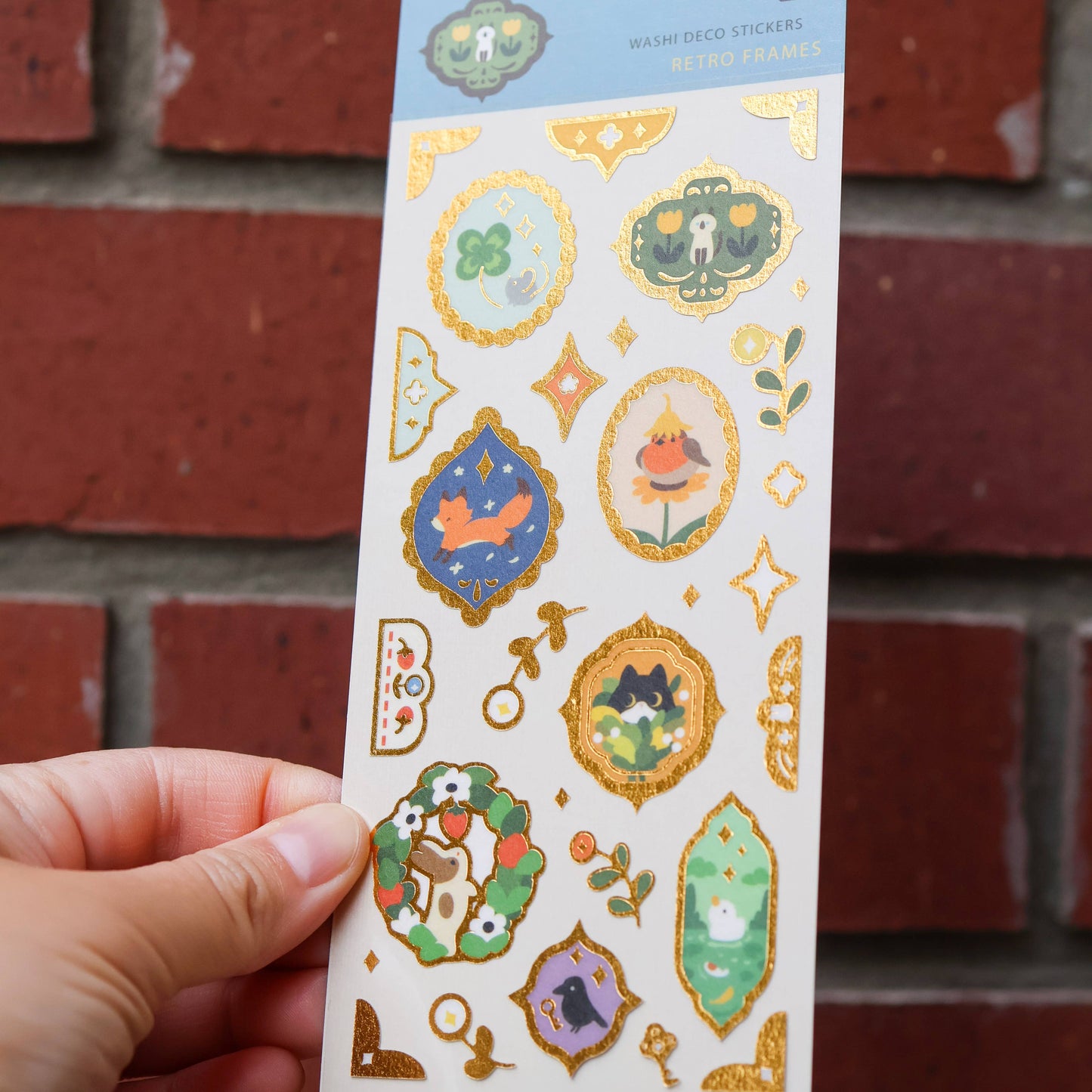 Sticker Sheet (Washi) - Retro Frames (Gold Foil)