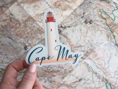 Cape May NJ Sticker with Cape May Lighthouse