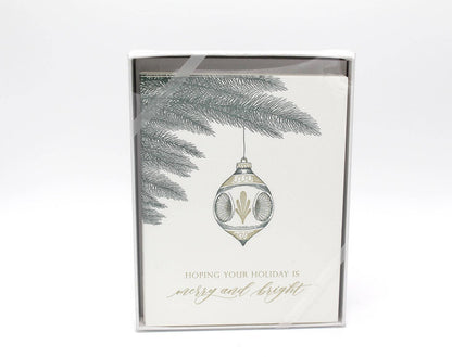 Merry and Bright Boxed Holiday Letterpress Cards