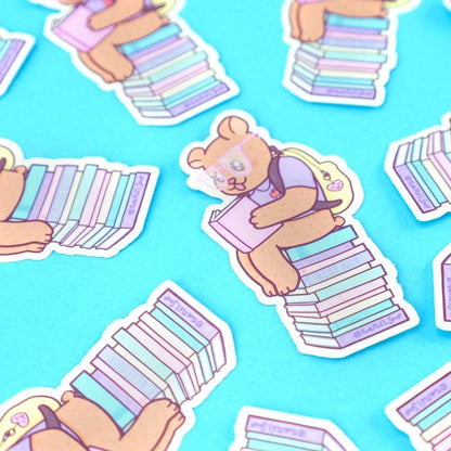Book Bear Reading Is Fun School Animals Vinyl Sticker