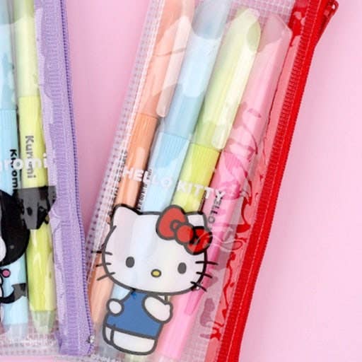Sanrio Soft Touch Pastel Highlighter Set (4 Colors + Pouch)