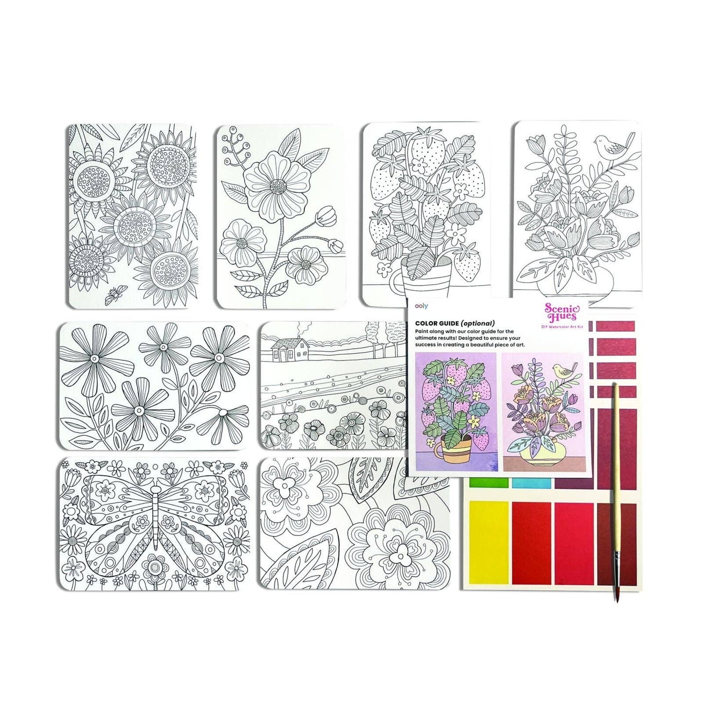 Scenic Hues: D.I.Y. Watercolor Art Kit - Flowers & Gardens