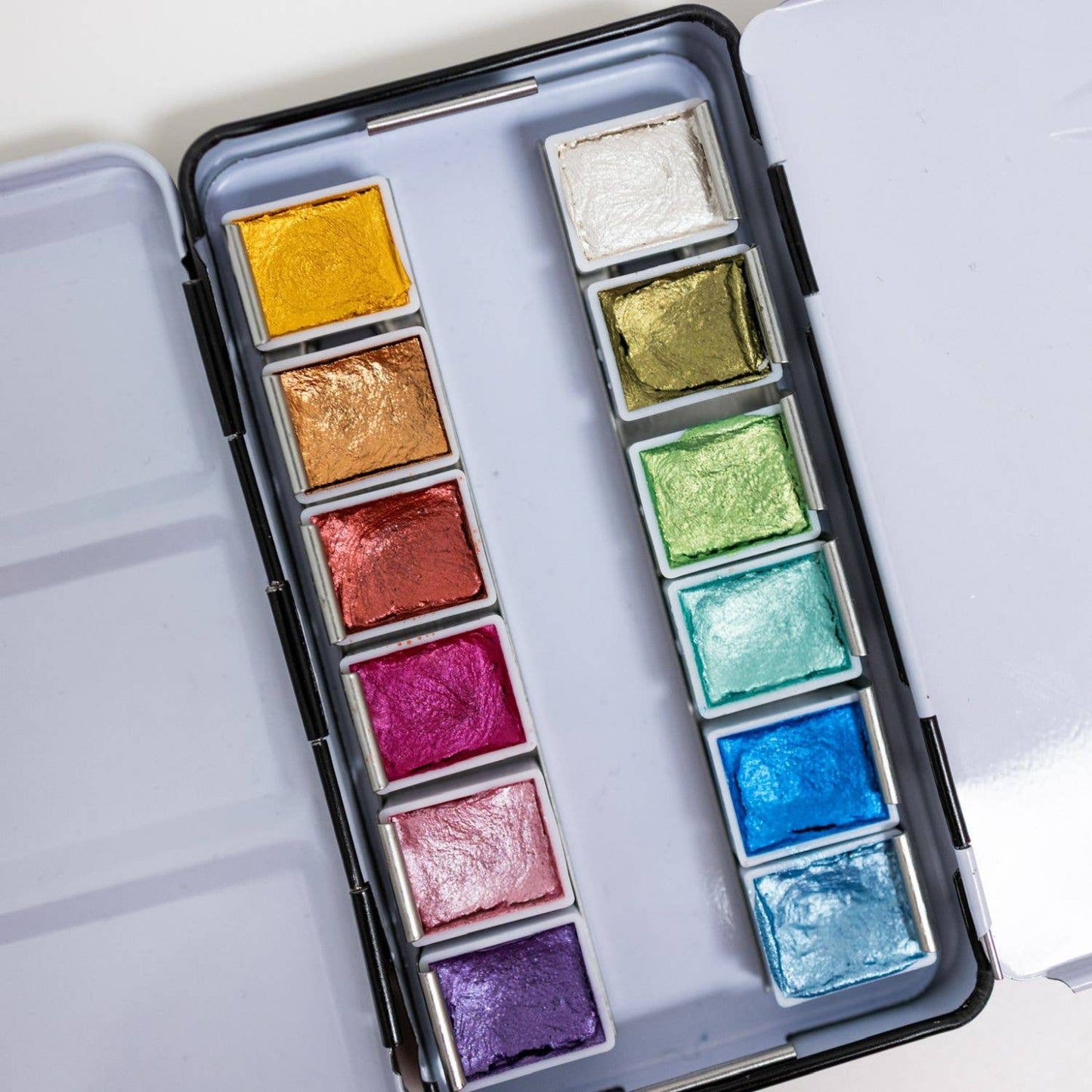 12 Color Travel Metallic Watercolor Paint Palette