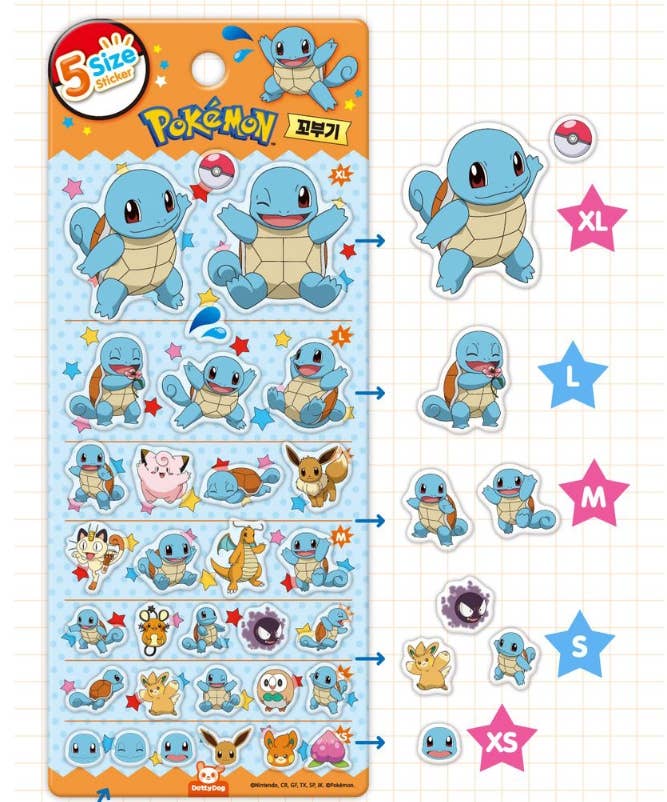 Pokemon 5 Size Sticker Sheet (Official Licensed)