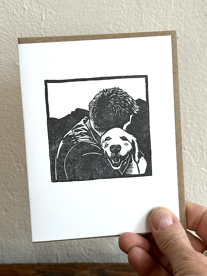 Person/Dog Hug LETTERPRESS CARD