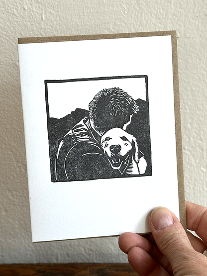 Person/Dog Hug LETTERPRESS CARD