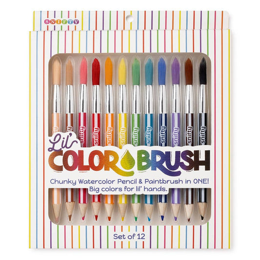 LIL' Colorbrush set of 12 watercolor pencil paintbrushes in striped storage case