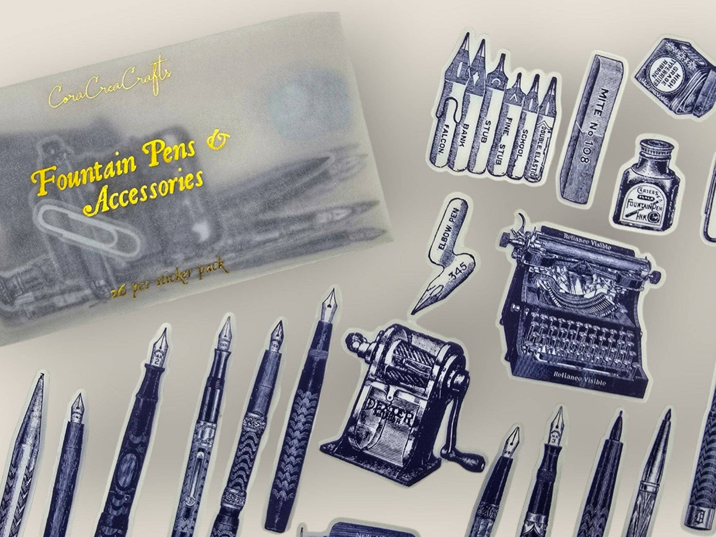 Fountain Pens Clear Stickers