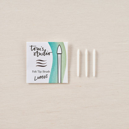 3-pack felt-tip brush markers, brush nib