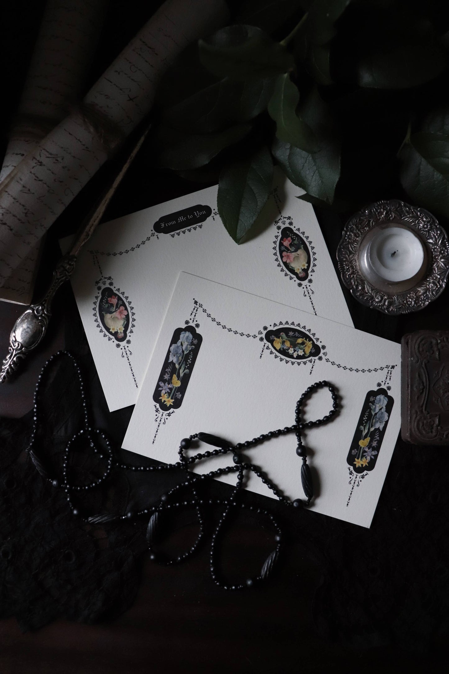 Black Bouquet 1 Notecard Set